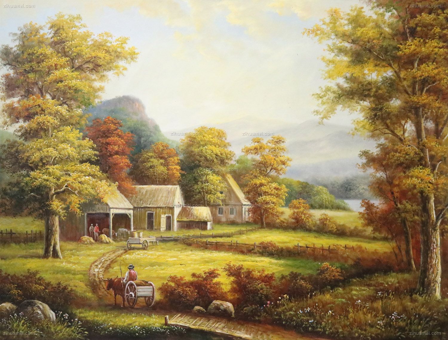 欧式经典油画 纯手绘手工 欧洲生活农作生活场景 线条