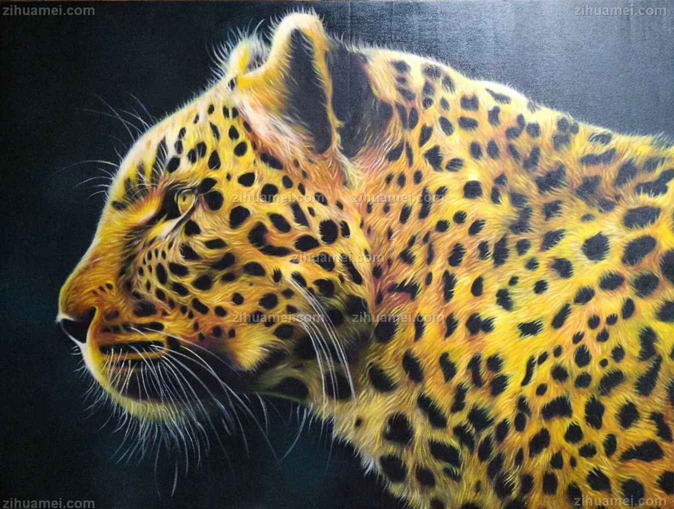动物油画 豹子 字画美官方旗舰店 高端大师精品纯手绘写实金钱豹装饰
