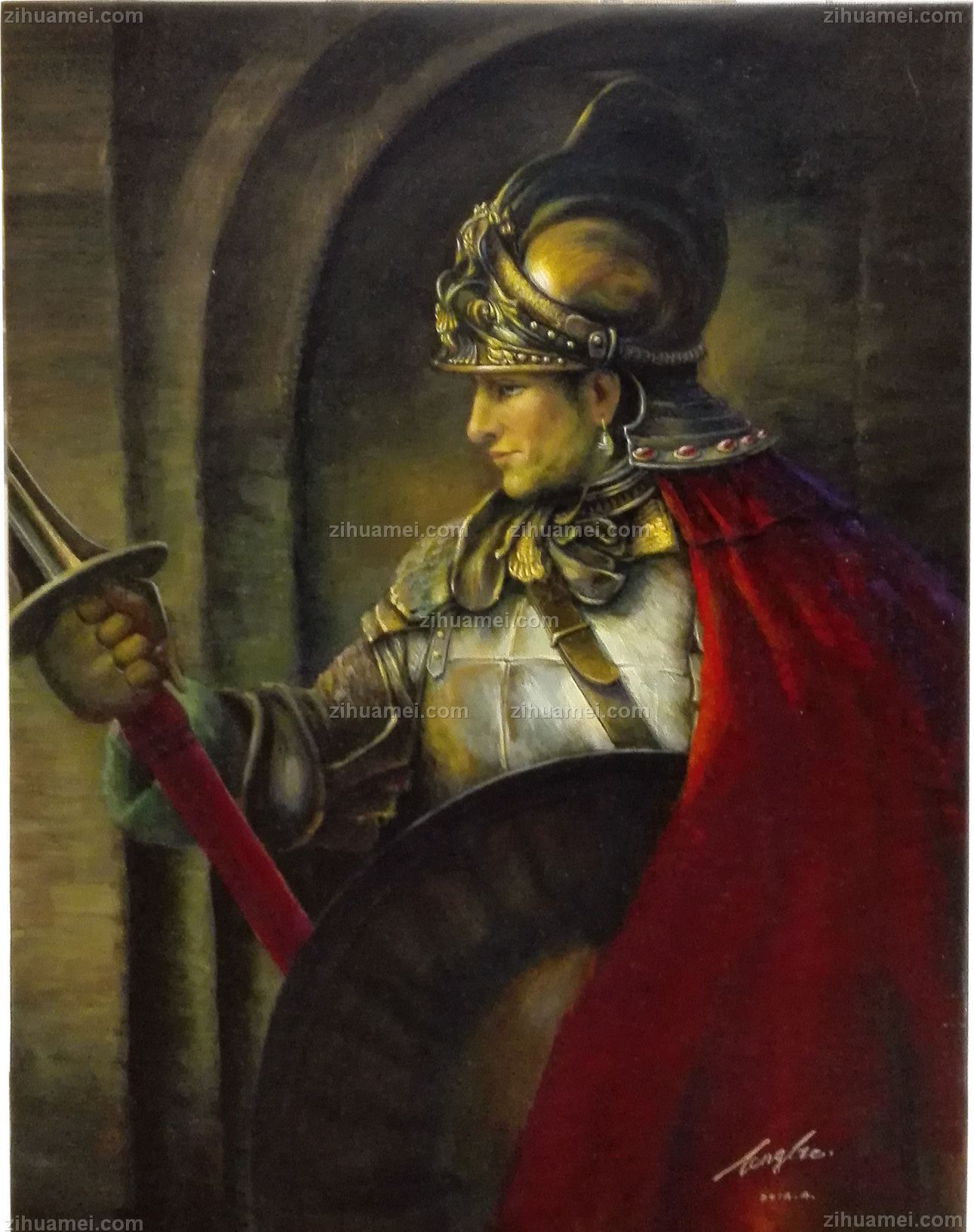古代欧洲武士实力艺术家滕戈原创油画支持合影支持作品与作者视频